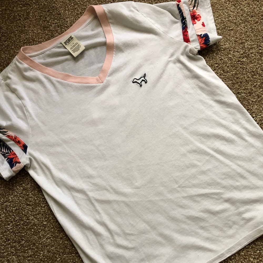 VS Pink Top with Tropical Floral Detail